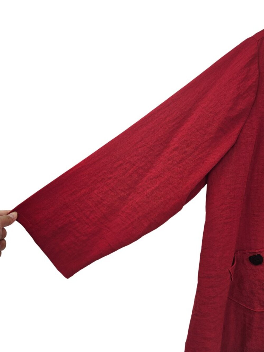Habitat Clothes To Live In Mandarin Collar Button Up Shirt Red Women L Lagenlook - Picture 4 of 11